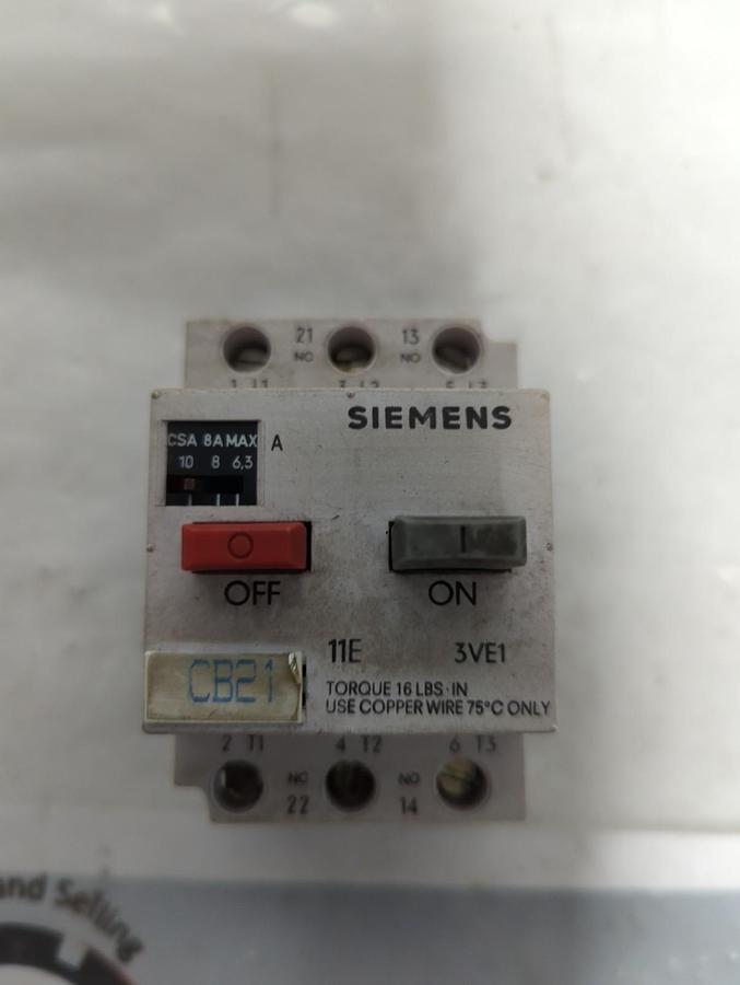 Used SIEMENS,3VE1010-2L,MOTOR STARTER PRE-OWNED