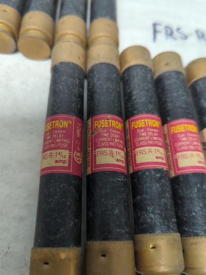 Used COOPER BUSSMANN,FRS-R-1-8/10,FUSETRON 1-8/10 AMP FUSE LOT OF 9 PRE-OWNED