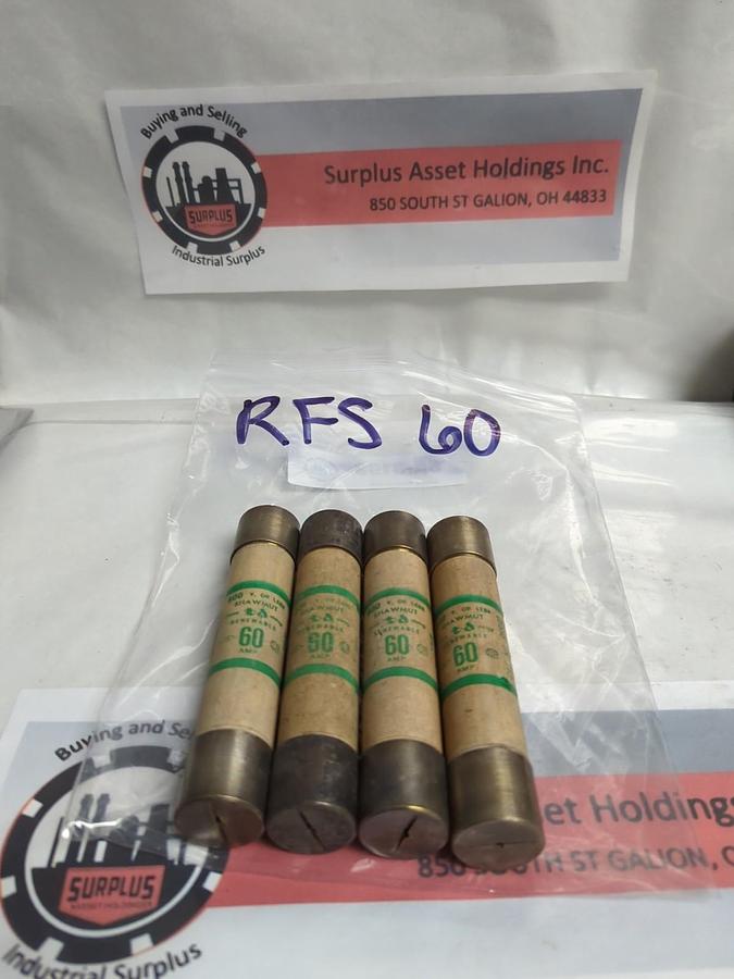 GOULD SHAWMUT,RFS60,RENEWABLE 60 AMP FUSE LOT OF 4 PRE-OWNED