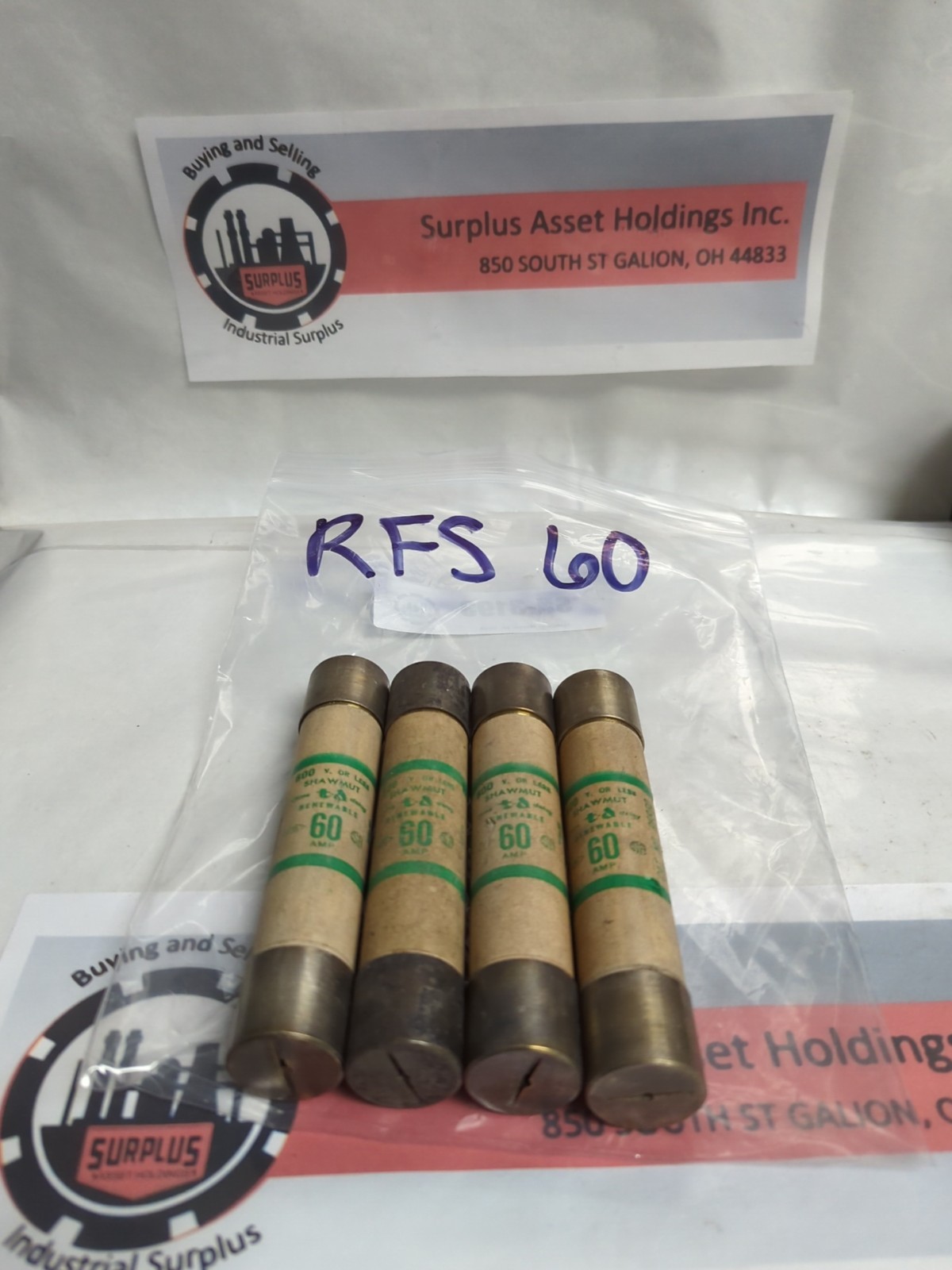 GOULD SHAWMUT,RFS60,RENEWABLE 60 AMP FUSE LOT OF 4 PRE-OWNED