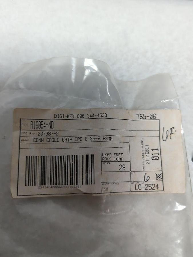 DIGI-KEY,A16054-ND,CONNECTOR CABLE GRIP 6.35-8.89MM LOT OF 6 NOS