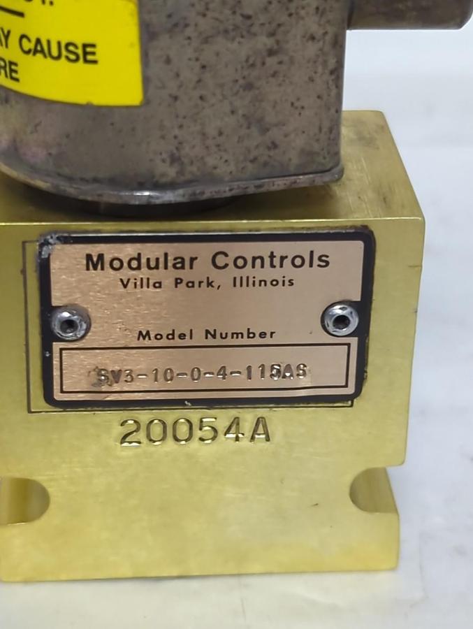 Used MODULAR CONTROLS,SV3-10-0-4-115AS,SOLENOID COIL & VALVE PRE-OWNED