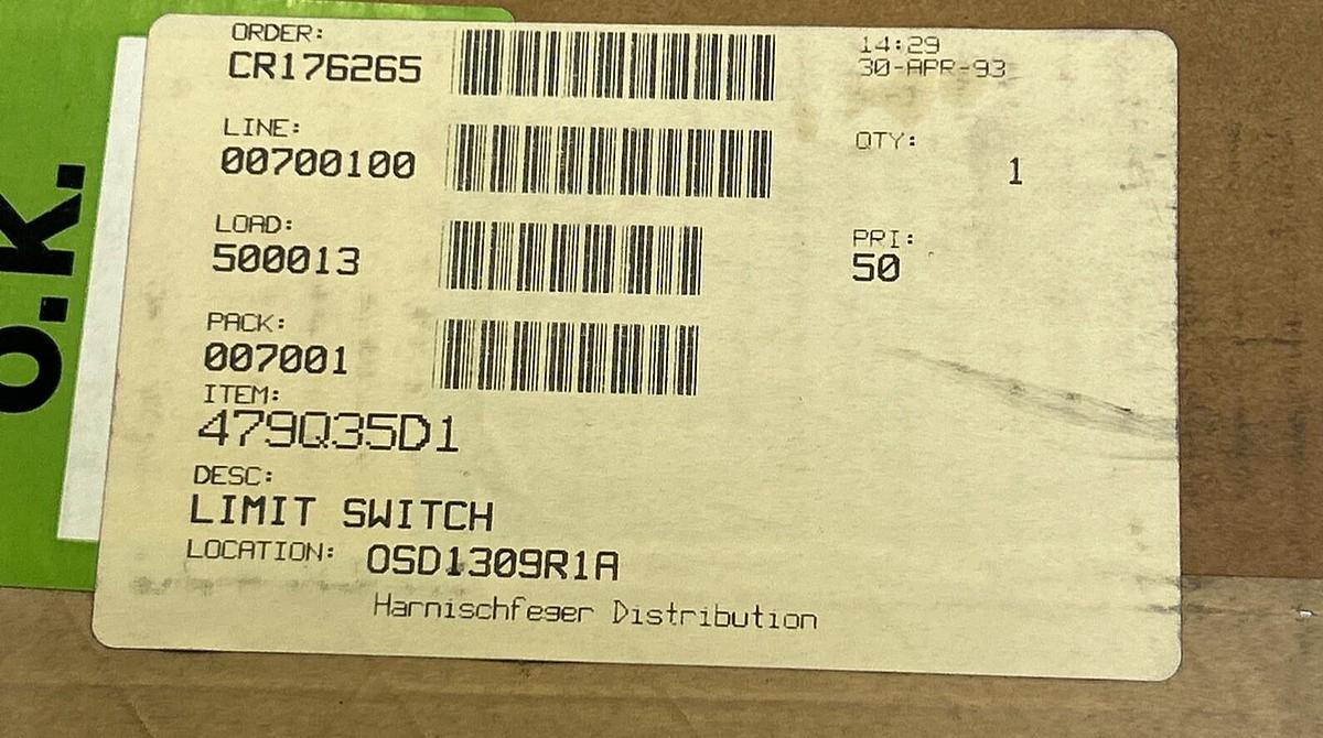 Used P&H,479Q35D1,ROTARY LIMIT SWITCH NEW