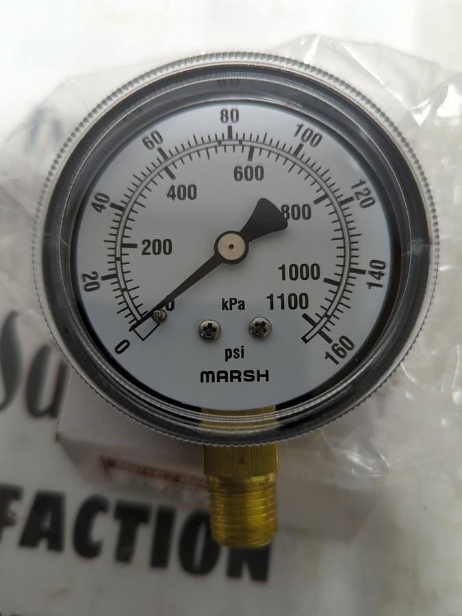 MARSH BELLOFRAM,J4652,2.5 INCH STD 1/4 INCH NPT PSI GAUGE NEW