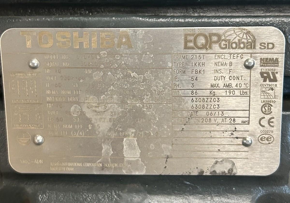 TOSHIBA,0104SDSR41A-P,MOTOR 10HP 1760RPM 230/460V 3PH 215T FRAME NOS