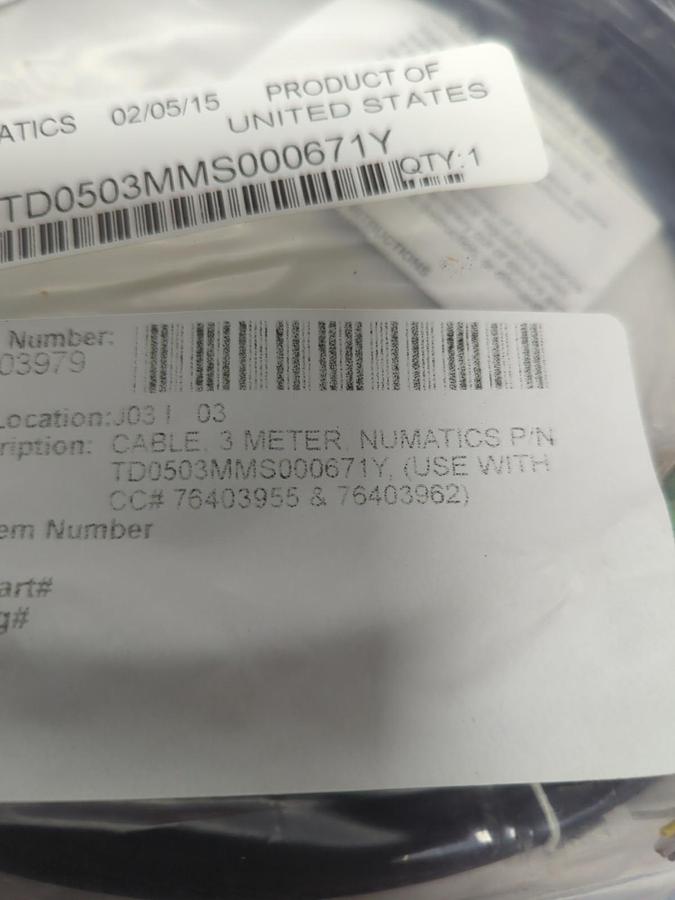 NUMATICS,TD0503MMS000671Y,CABLE 3 METER NOS