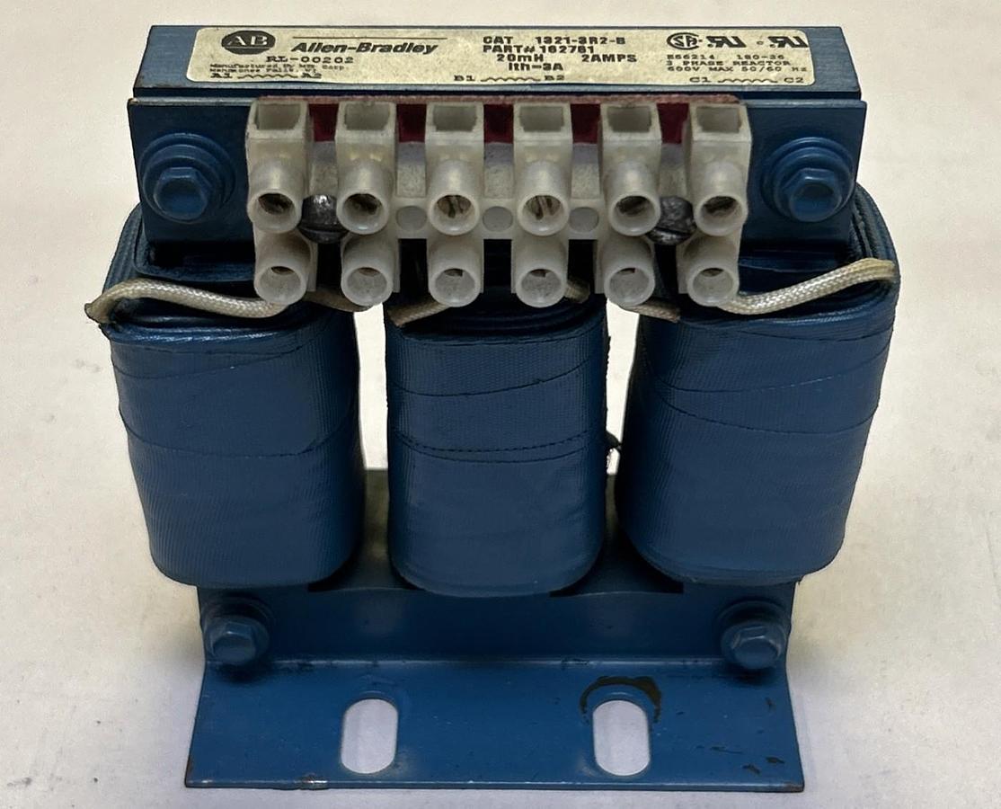 Used ALLEN BRADLEY,1321-3R2-B,LINE REACTOR 20MH 2A 600V