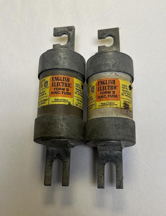 Used ENGLISH ELECTRIC,CF200A,FUSE 200A 600V LOT OF 2