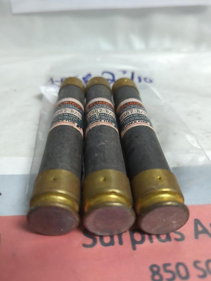 Used RELIANCE,ECSR-2-8/10,TIME-DELAY 2-8/10 AMP FUSE LOT OF 3 PRE-OWNED