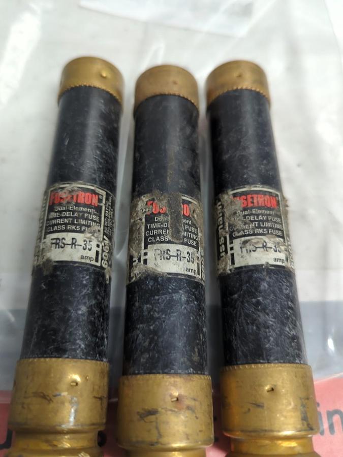 Used COOPER BUSSMANN,FRS-R-35,FUSETRON 35 AMP FUSE LOT OF 3 PRE-OWNED