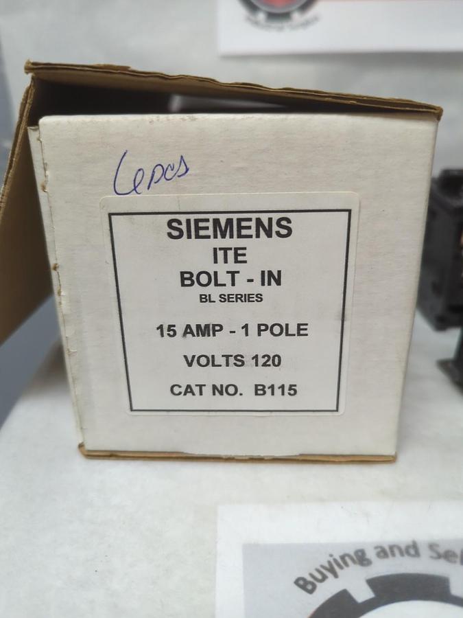 Used SIEMENS,B115,CIRCUIT BREAKER 15 AMP 1-POLE LOT OF 6 PRE-OWNED