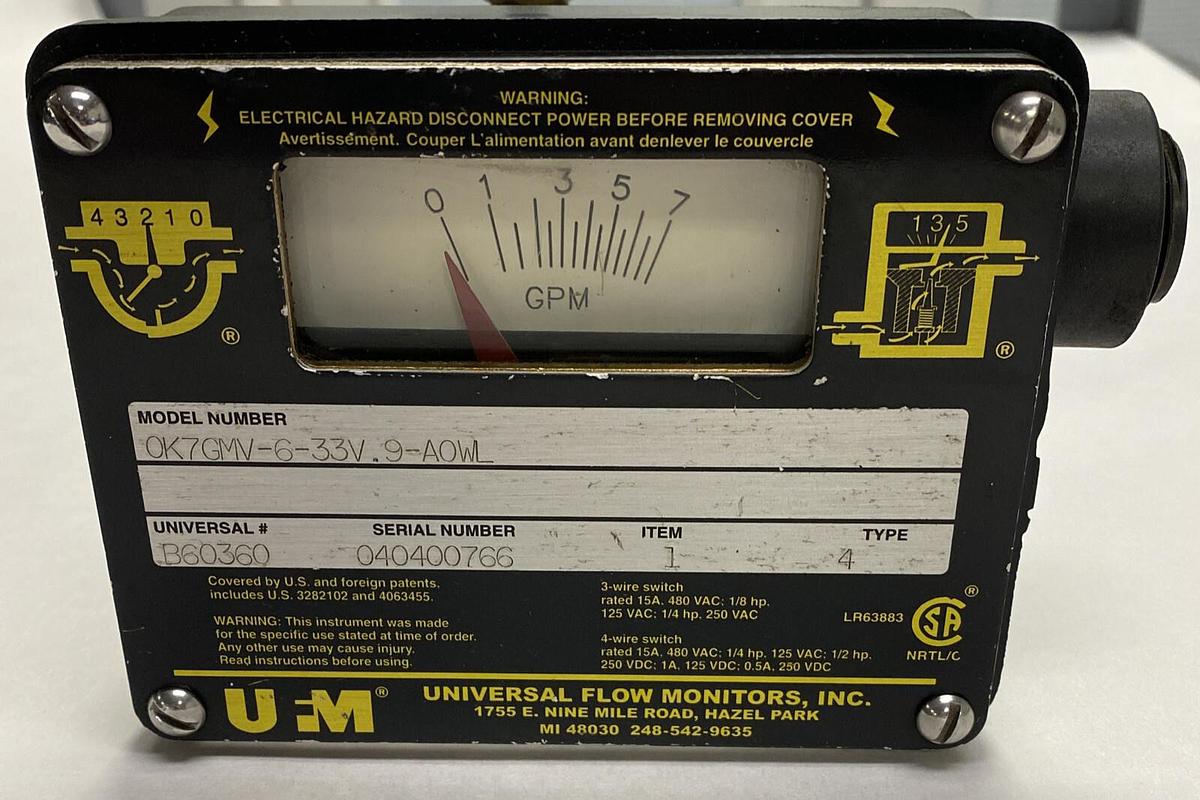 UNIVERSAL,0K7GMV-6-33V.9-A0WL,FLOW RATE INDICATOR NOS