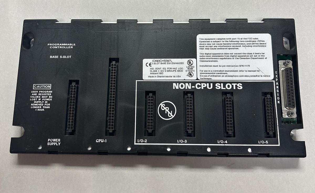 Used GE FANUC,IC693CHS397J,FIVE SLOT BASE MODULE