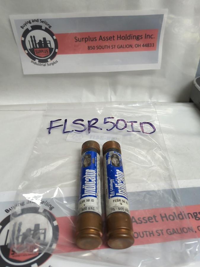 Used LITTELFUSE,FLSR50ID,INDICATOR 50 AMP FUSE LOT OF 2 PRE-OWNED