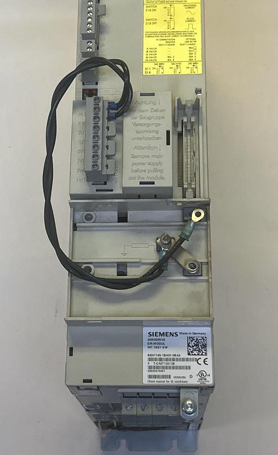 Used SIEMENS,6SN1145-1BA01-0BA2,INFEED/REGENERATIVE FEEDBACK MODULE