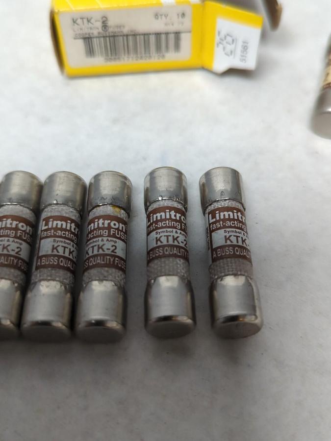 COOPER BUSSMANN,KTK2,LIMITRON 2 AMP FUSE LOT OF 13 NOS