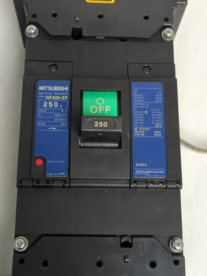 Used MITSUBISHI,NF-400SP,NO FUSE BREAKER 250 AMP PRE-OWNED