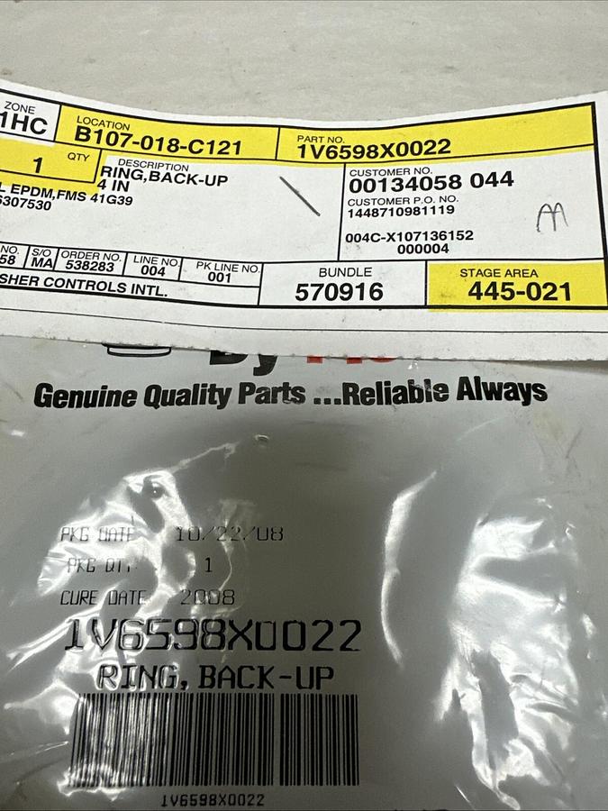 Used Fisher,1V6598X0022,Back Up Ring