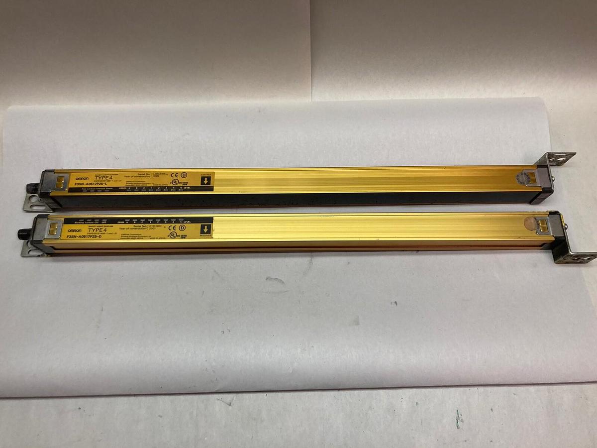 Used Omron,F3SN-A0517P25-D / F3SN-A0517P25-L,Light Curtain Emitter & Receiver Set