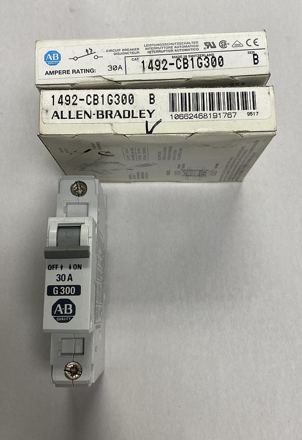 Allen Bradley,1492-CB1G300,Ser B Circuit Breaker 30A Lot Of 2 NOS