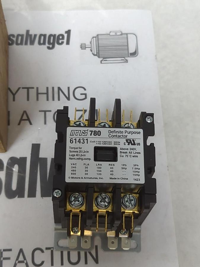 MARS 780,61431,DEFINITE PURPOSE CONTACTOR 3 POLE NOS