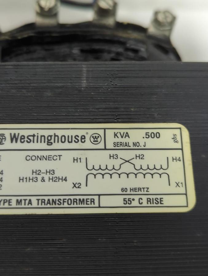 Used WESTINGHOUSE,1F0192,TYPE MTA TRANSFORMER PRE-OWNED