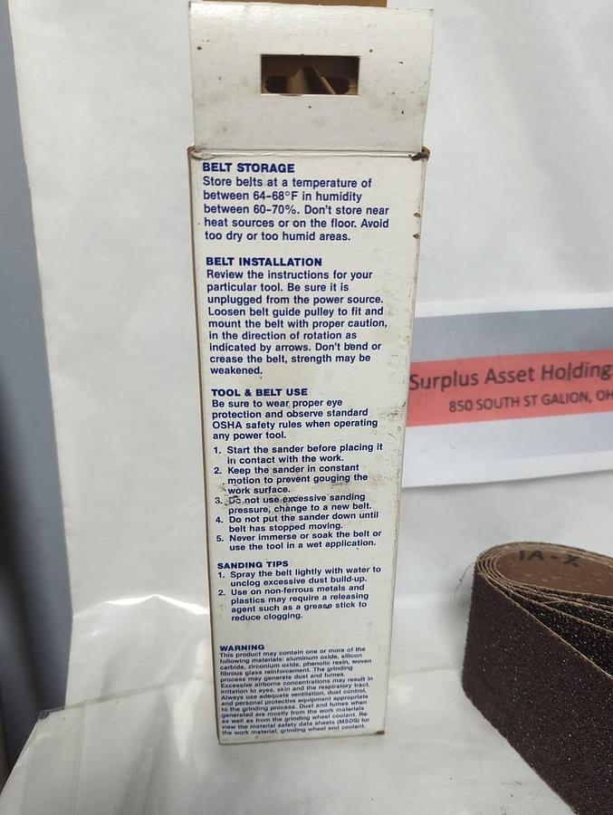 Used SAIT,57500,BLUE LINE INDUSTRIAL ABRASIVE BELTS 3X24 24 GRIT PACK OF 5 NOS