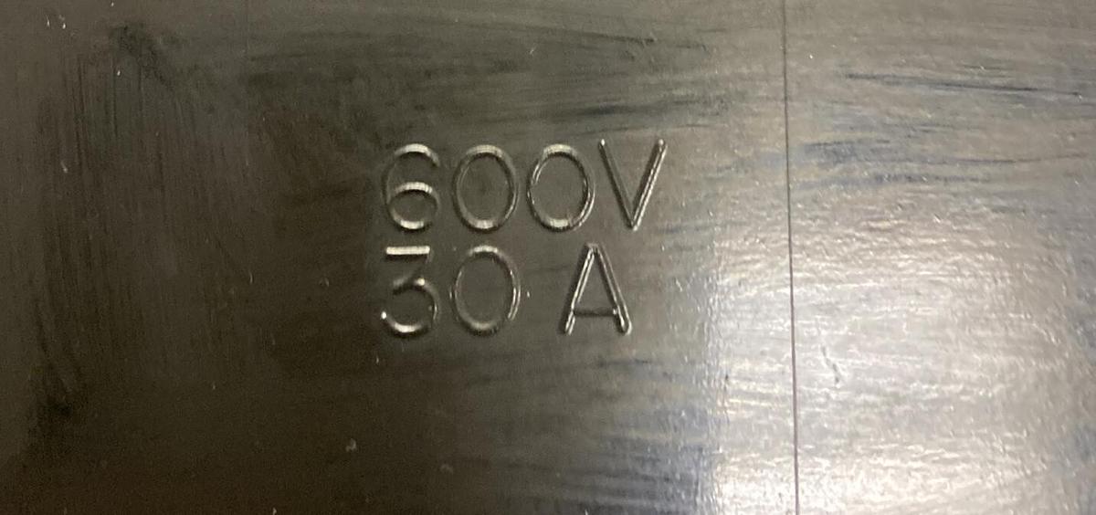 Used Marathon,6F30A3S,Fuse Holder 30A 600V 3 Pole Lot Of 4