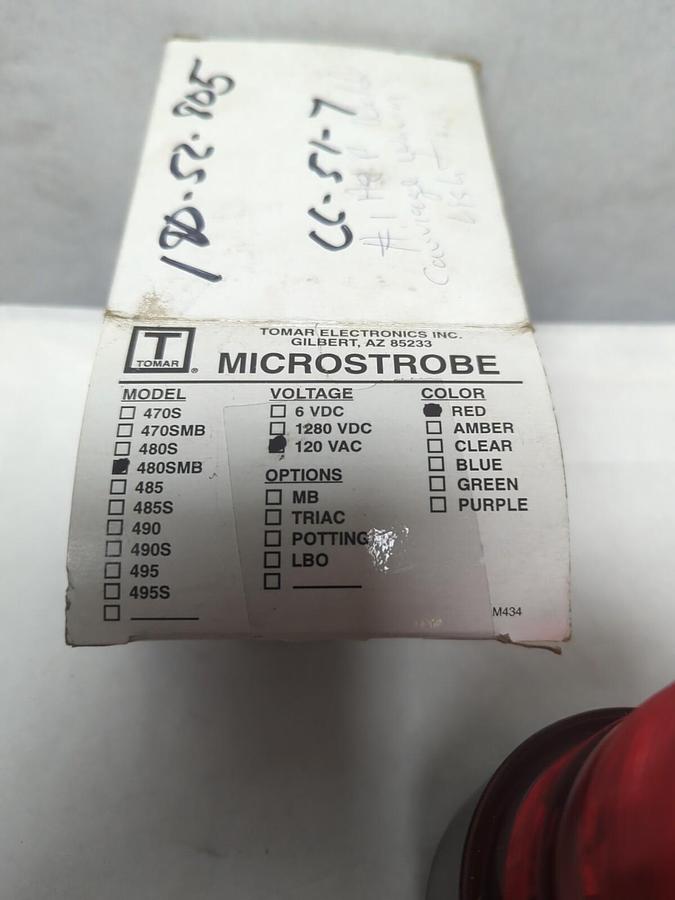 MICROSTROBE,480SMB-120,RED STROB CORDED LIGHT 120V NOS