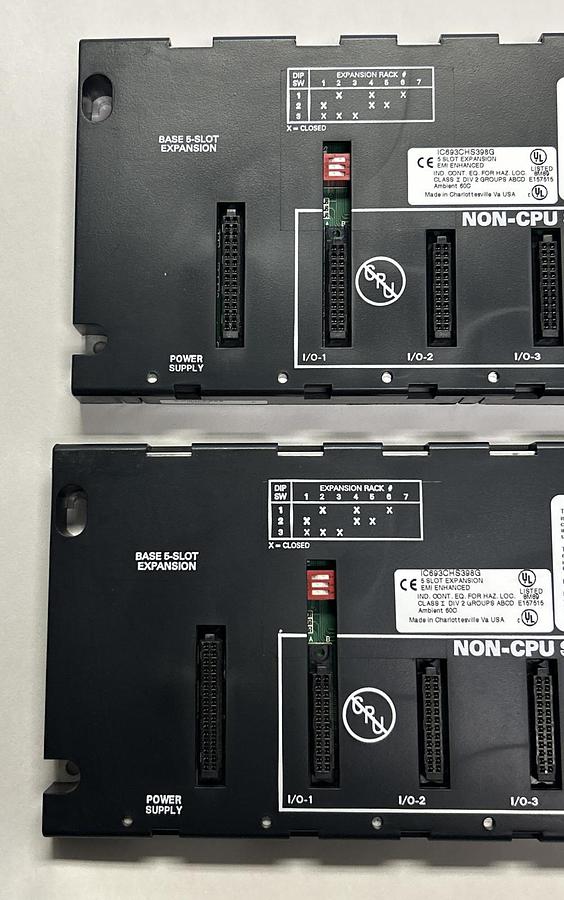 Used GE FANUC,IC693CHS398,5 SLOT EXPANSION BASE PLATE LOT OF 2