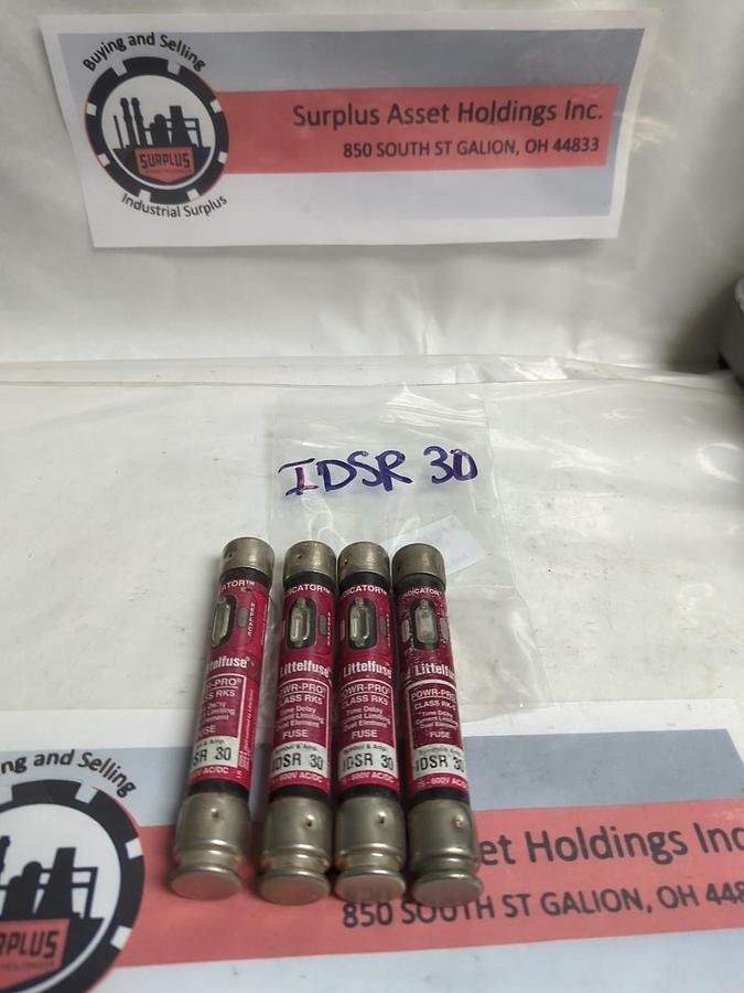 Used LITTELFUSE,IDSR30,INDICATOR 30 AMP FUSE LOT OF 4 PRE-OWNED