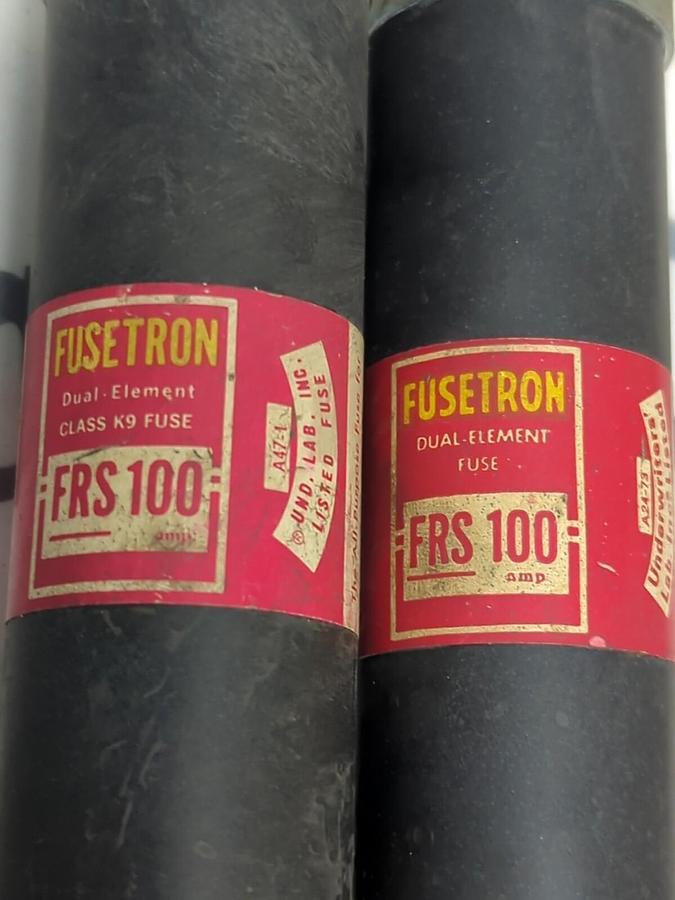 COOPER BUSSMANN,FRS-100,FUSETRON 100 AMP FUSE LOT OF 2 NOS