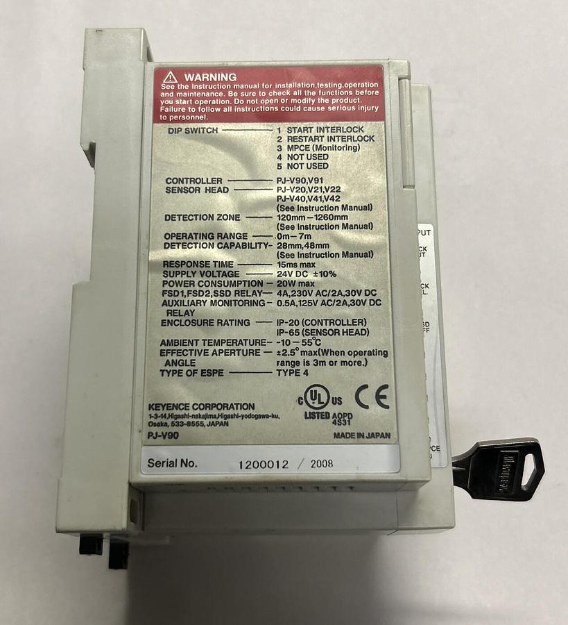 Used KEYENCE,PJ-V90,PHOTOELECTRIC SENSOR BASE CONTROLLER