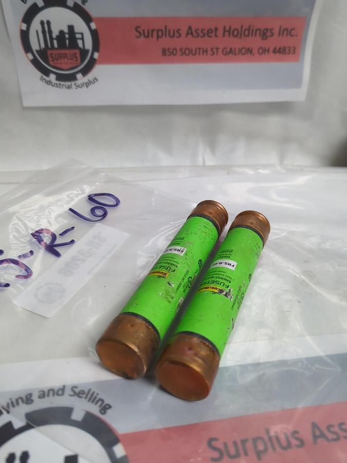 Used COOPER BUSSMANN,FRSR60,FUSETRON 60 AMP FUSE LOT OF 2 PRE-OWNED