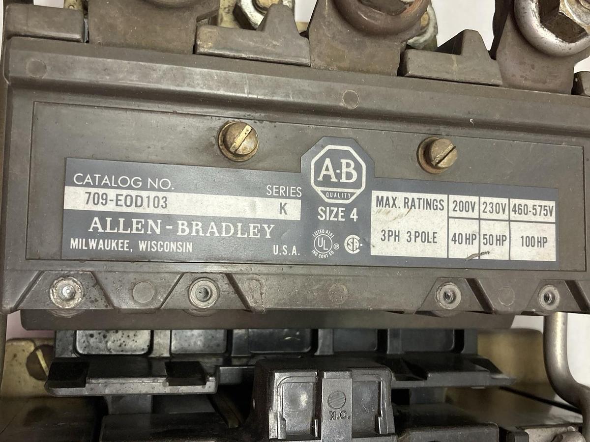 Used Allen-Bradley,709-E0D103,3-Phase Motor Starter Size 4 Ser K