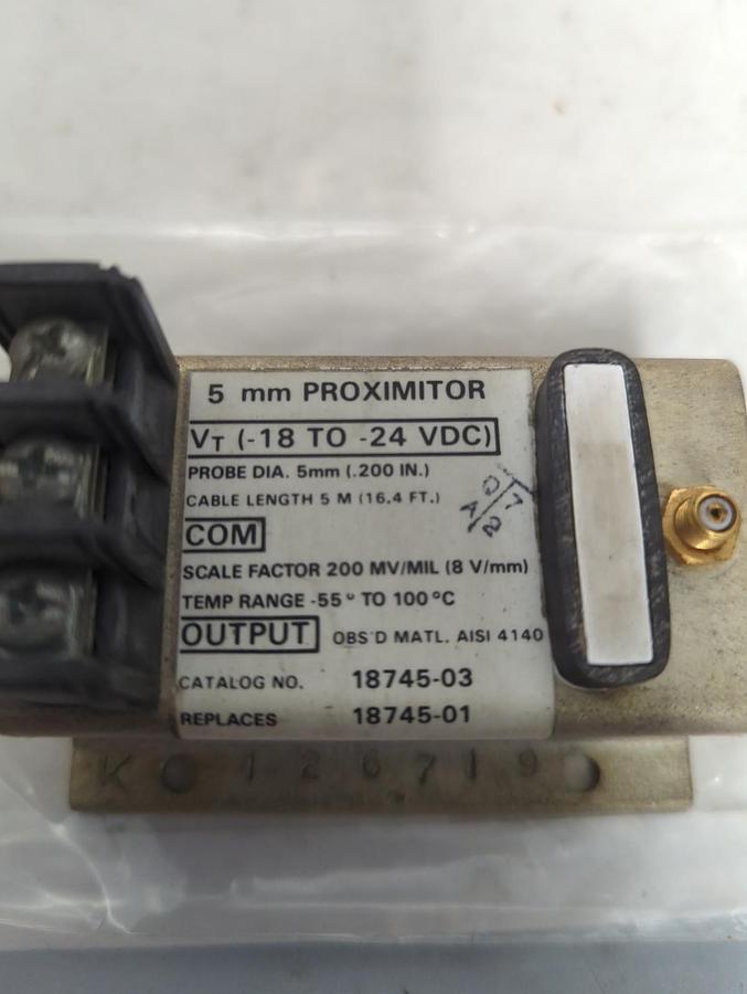 Used BENTLY-NEVADA,18745-03,5MM PROXIMITOR 7200 SERIES PRE-OWNED