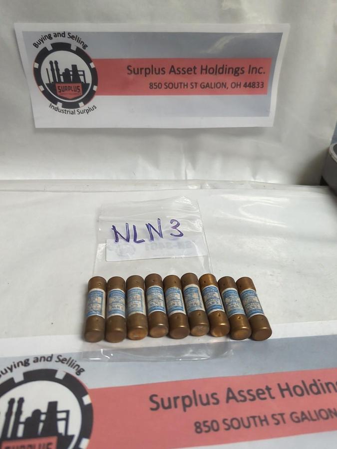 Used LITTELFUSE,NLN3,ONE-TIME 3 AMP FUSE LOT OF 9 PRE-OWNED