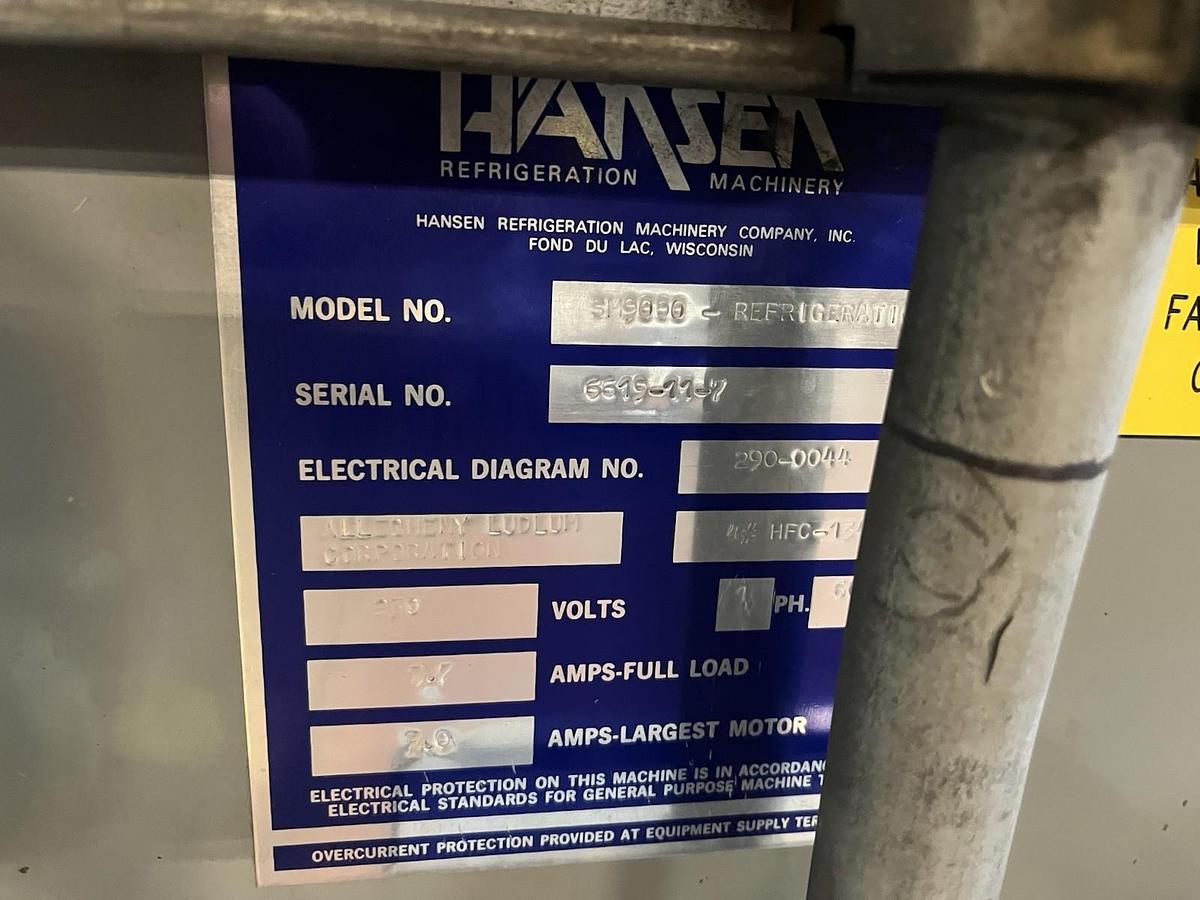 Used HANSEN REFRIGERATION,SM9000,CHILLER RFC-134A 230V 1PH 12.5A
