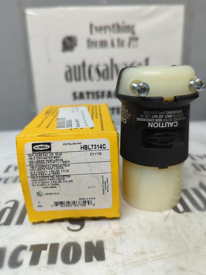 HUBBELL,HBL7314C,TWIST LOCK CONNECTOR 3-POLE 4-WIRE 20 AMP NOS