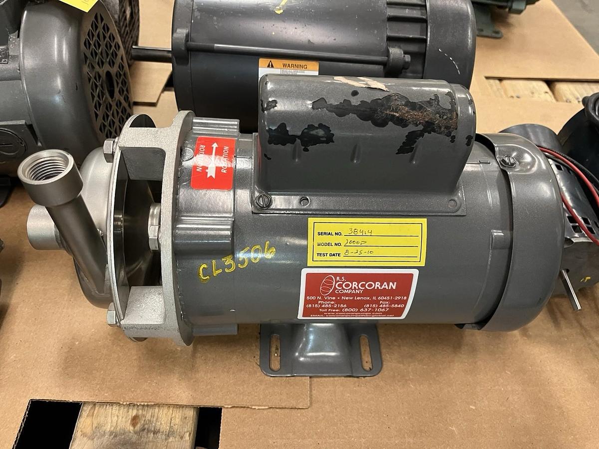 Used RS CORCORAN,2000D, CENTRIFUGAL PUMP 1"X1-1/2" 3/4HP 3450RPM 1PH