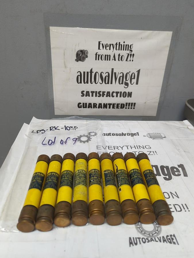 COOPER BUSSMANN,LPS-RK-10SP,LOW PEAK 10 AMP FUSES LOT OF 9 NOS