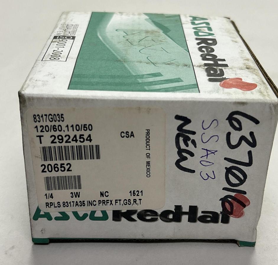 Used ASCO,8317G035,SOLENOID VALVE 120V 1/4IN 3W NEW