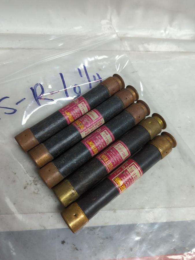 Used COOPER BUSSMANN,FRS-R-6-1/4,FUSETRON 6-1/4 AMP FUSE LOT OF 5 PRE-OWNED