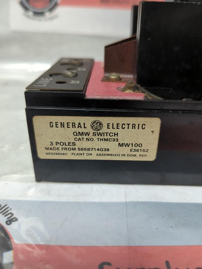 Used GE,THMC33,QMW 3-POLE FUSIBLE DISCONNECT SWITCH 100 AMP PRE-OWNED