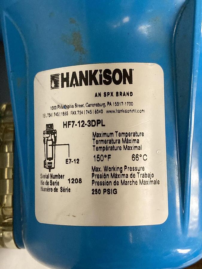 Used Hankison,HF7 12 3DPL,Oil Removal Filter