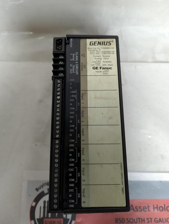 Used GE FANUC,IC660BBA106,GENIUS BLOCK ANALOG INPUT MODULE PRE-OWNED
