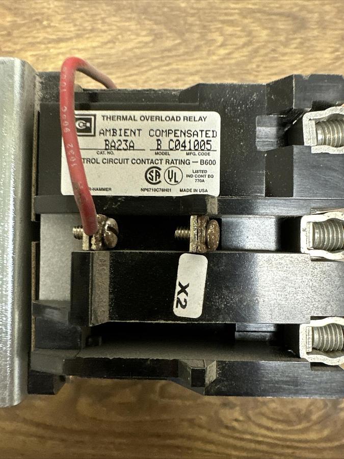 Used Cutler Hammer,A200M2CAC,Motor Control w/Thermal Overload Relay BA23A