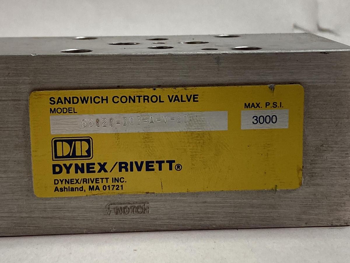 Dynex/Rivett,S8820-D03-P-V-20,Hydraulic Inlet Pressure Reducing Valve 3000PSI