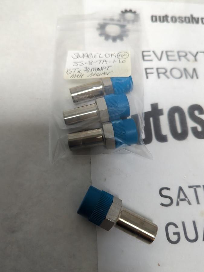 SWAGELOK,SS-8-TA-1-6,1/2TX3/8MNPT MALE ADAPTER LOT OF 4 NOS