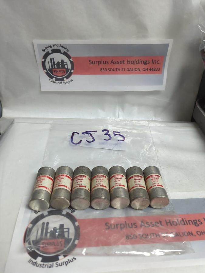 Used GOULD SHAWMUT,CJ35,CLASS J FUSE 35 AMP LOT OF 7 PRE-OWNED